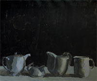 Teapots and jugs on black 200x168